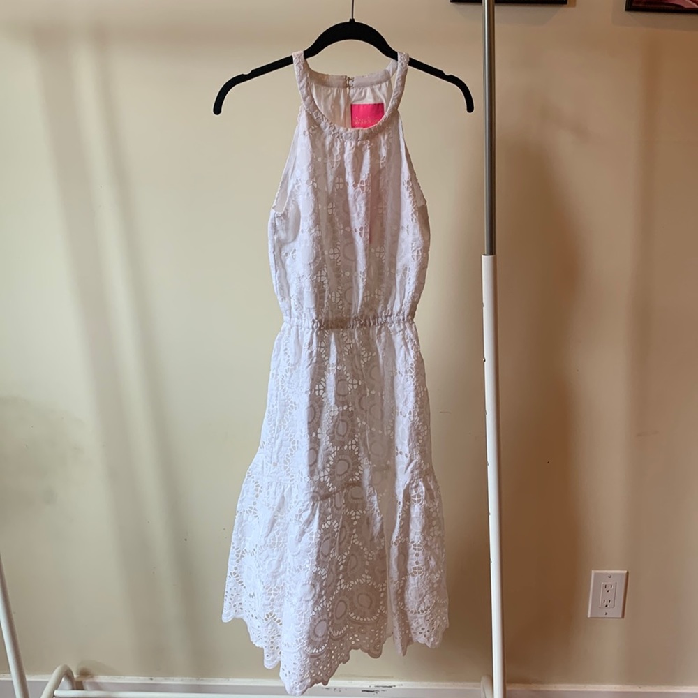 Lilly Pulitzer Resort White Floral Scallop Eyelet Alda Midi Dress